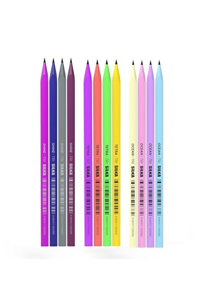 Silka Kaly Üçgen Karışık Renkli Kurşun Kalem 12'li