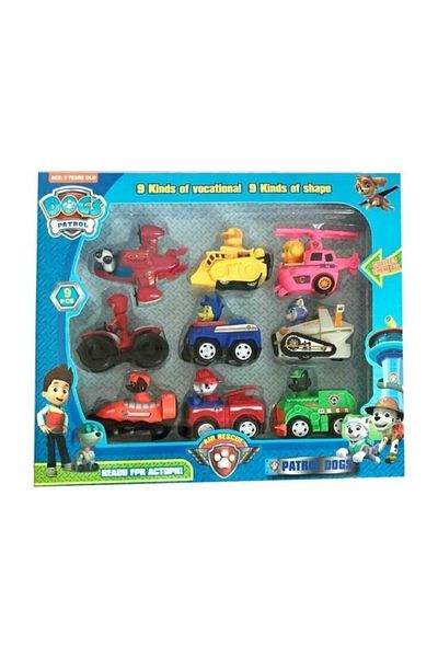 1001Hediye E-kids Paw Patrol Toy Mission Vehicles Set of 9