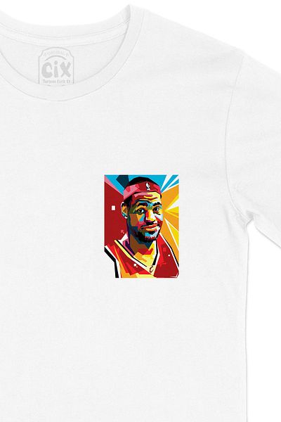 Cix Tricou alb Lebron James colorat cu logo-ul de buzunar