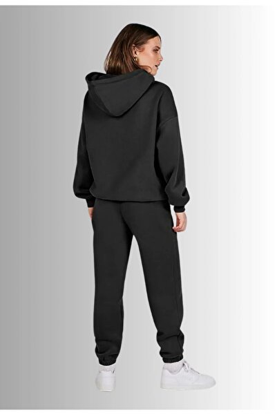 Pink Sky Овърсайз анцуг с качулка - комплект с щампи на долната и горната част