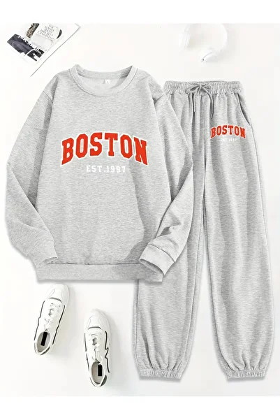 Pink Sky Σετ φόρμας Boston Printed Oversize - Crew Neck