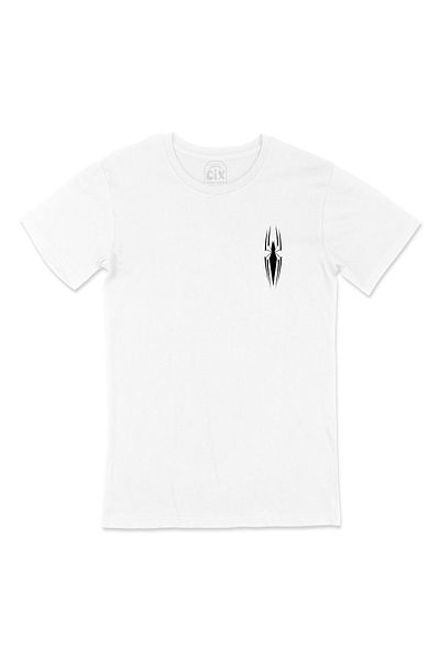 Cix Λευκό T-Shirt - Μαύρο χρώμα, λεπτή τσέπη αράχνη, σχέδιο λογότυπου