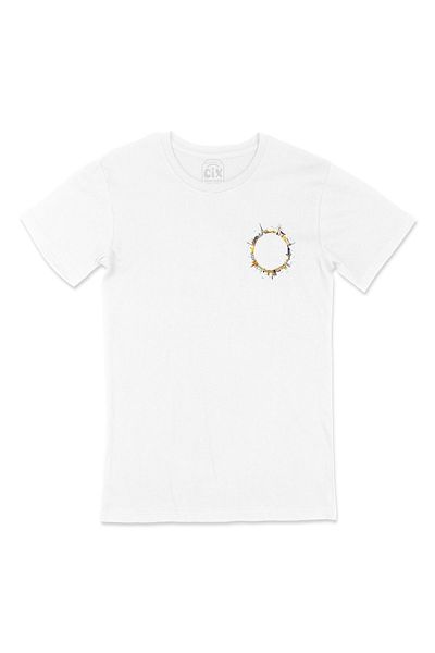 Cix Λευκό T-shirt Travel Circle με σχέδιο λογότυπου τσέπης