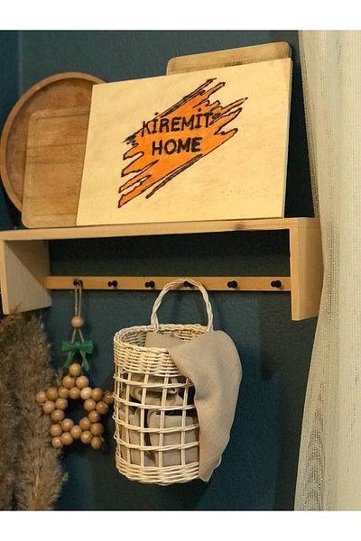 KİREMİT DEKORASYON rattan small basket decorative wicker wall basket with hanger