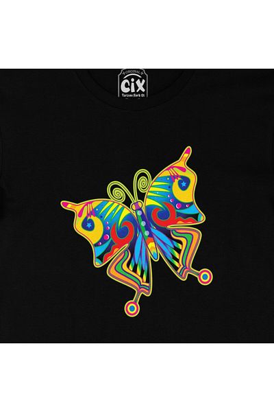 Cix Tricou negru cu fluture colorat