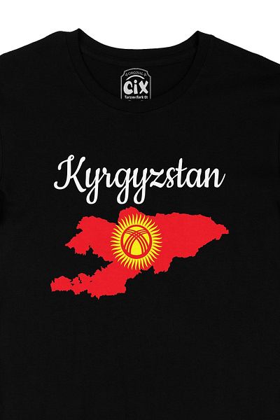 Cix Μαύρο μπλουζάκι με χάρτη και σημαία Κιργιστάν