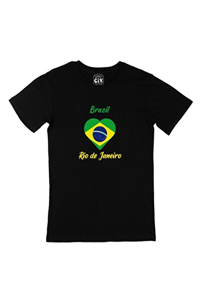 Cix Rio De Žaneiro Brazil Zastava Srce Crna Majica