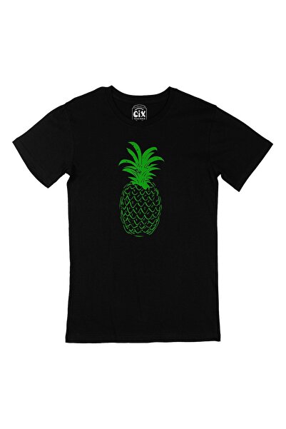 Cix Tricou negru cu design de logo cu buzunar ananas