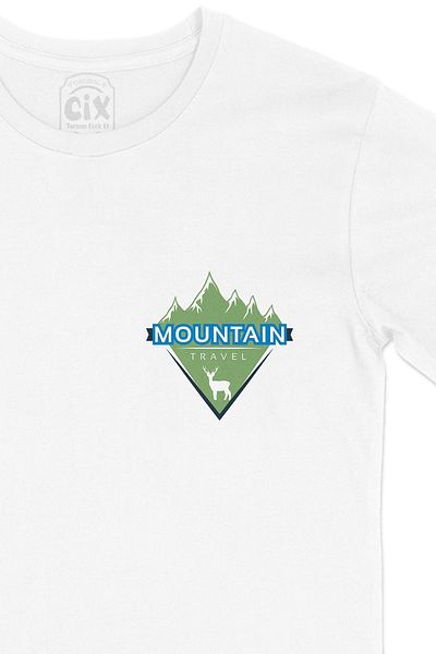 Cix Tricou alb cu logo-ul de buzunar pentru călătorii la munte