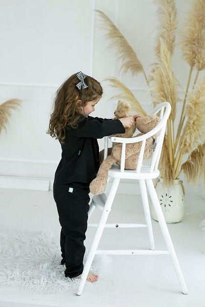 BeyzBaby Şile Cloth Girl's Black Ruffled Muslin Pajama Set