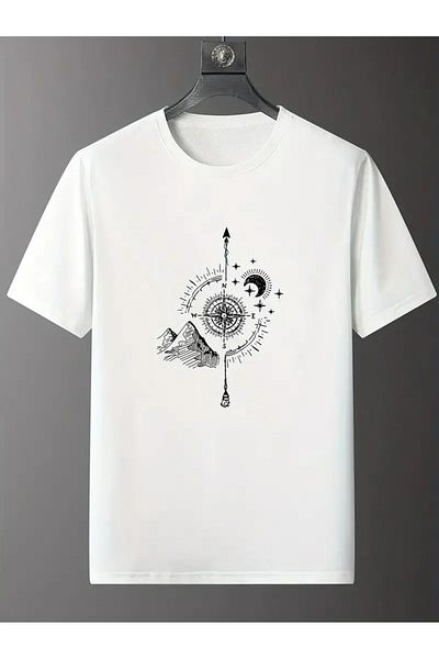 Pink Sky Unisex Oversize Crew Neck T-Shirt - Moon & Mountain Printed