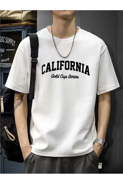 Pink Sky Μπλουζάκι California Printed Unisex Oversize Crew Neck T-shirt