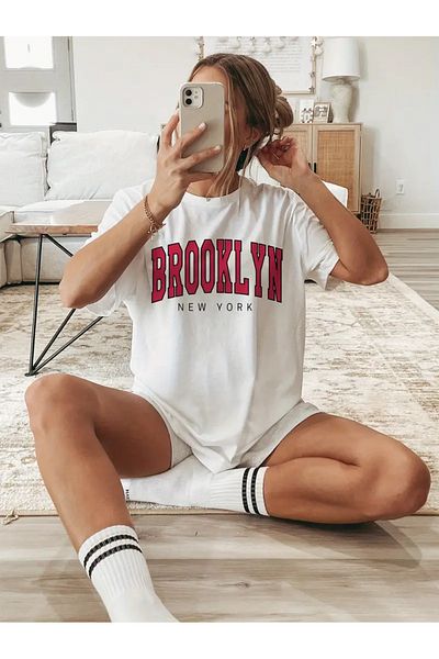 Pink Sky Μπλουζάκι με στάμπα Brooklyn Unisex Oversize Crew Neck