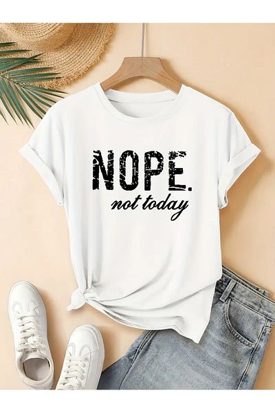 Pink Sky Μπλουζάκι NOPE Unisex Oversize Crew Neck - Not Today Printed