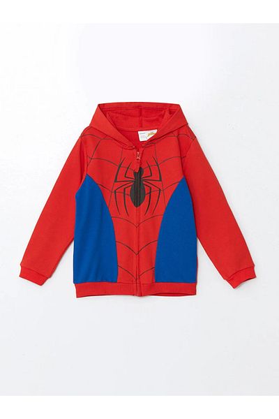 LC Waikiki Lcw Baby Spiderman Printed Baby Boy Cardigan and Sweatpants Set - Hooded