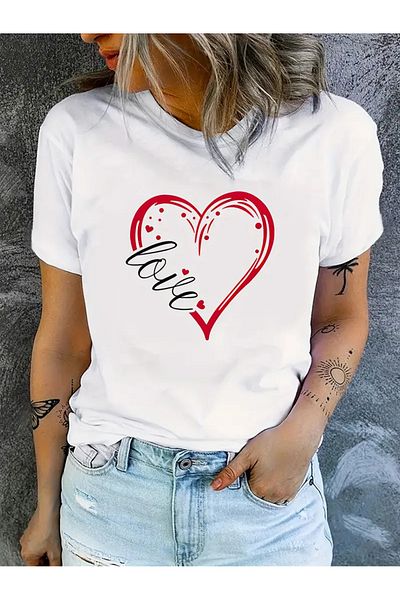 Pink Sky Μπλουζάκι Unisex Crew Neck Oversize Love printed