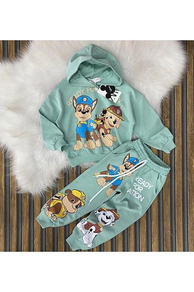 ÇocukçaGiy Boy's Paw Patrol Tracksuit Set Hooded Pocket Detail Oversize Wide Fit