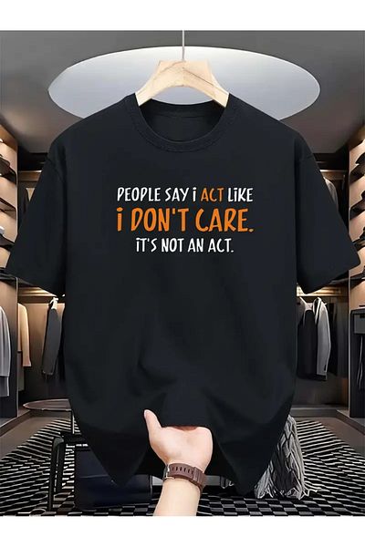 Pink Sky Unisex'I Don'T Care' Printed Oversize Crew Neck T-Shirt