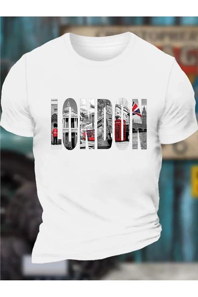 Pink Sky Μπλουζάκι London Printed Unisex Oversize Crew Neck