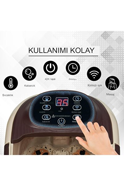 Mega Plus Ayak Bakımı Otomatik Masaj Fonksiyonlu Akapuntur Isıtmalı Dokunmatik Ayak Spa Su Banyo Masaj Aleti
