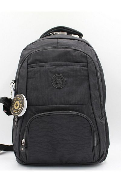 Bevitton Daily Crinkle Fabric Unisex Backpack 2000 Black