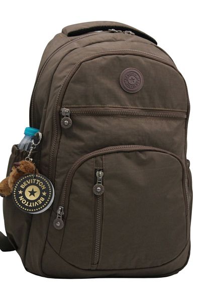 Bevitton Unisex Crinkle Fabric Daily School Backpack - 1700 Mink