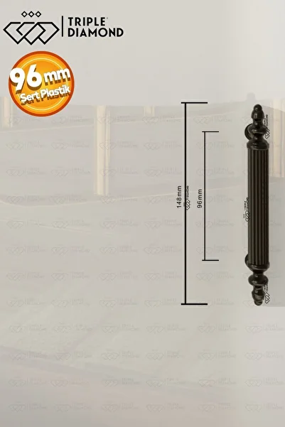 Triple Diamond Mânere de sertar negre de 96 mm Mâner de mobilier pentru dulap Mâner din polimer dur 1 buc inclusiv șurub (9,6 cm) = 96 mm