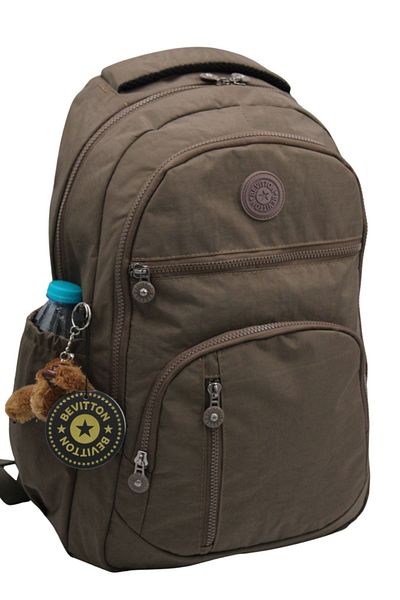 Bevitton Unisex Crinkle Fabric Daily School Backpack - 1700 Mink