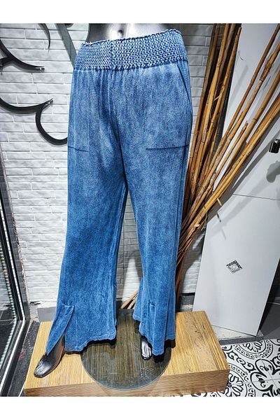Sosyete Kaplumbağa Cotton Shalwar Trousers - Double Pocket, Elastic Waist and Slit Front Leg