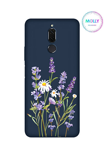 Molly Huawei MATE 10 LİTE İçin Lacivert Lavanta Desenli Silikon Kılıf