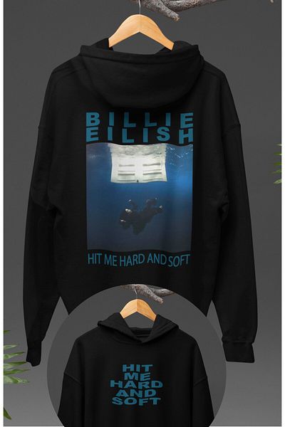 Fuddy Moda Unisex Oversize Hooded Sweatshirt - Hit Me Hard and Soft, Billie Eilish Back Printed Hoodie