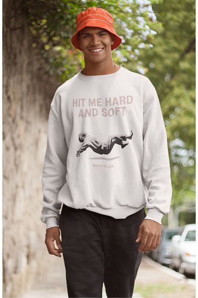 Fuddy Moda Hanorac oversize unisex cu imprimeu Billie Eilish, fără glugă