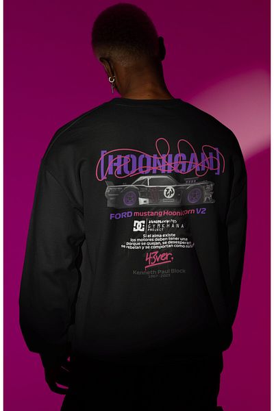 Fuddy Moda Унисекс суитшърт Hoonigan Racing Division Oversize - без качулка, с щампа на гърба, модел Ken Block 43