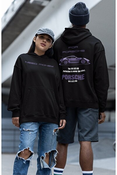 Fuddy Moda Porsche Back Štampano Unisex Sa kapuljačom Oversize kroj Dukserica