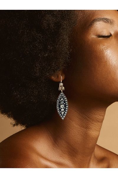 FAYRA ACCESSORIES Zircon Stone Diamond Mounted Shuttle Earrings