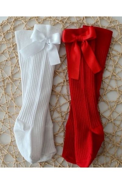 ÖZKARDEŞLER BABY Baby Knee Socks 2 Pack with Bow