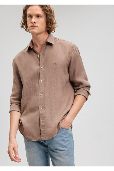 Mavi Καφέ λινό πουκάμισο Slim Fit / Slim Fit021190-86783