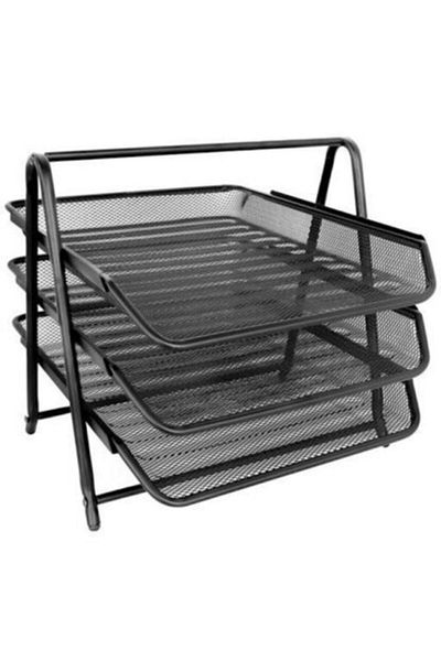 Cassa Document Shelf Metal Perforated 3 Pieces Black 8933 Fx