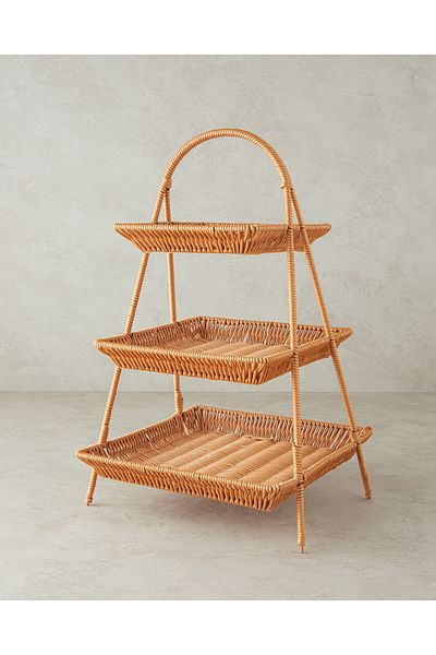 English Home Marie Plastic Rattan Layered Service Brown