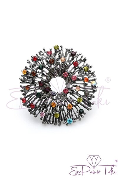 Esra Pamir Taşlı Çelenk Broş Ve Kolye Ucu