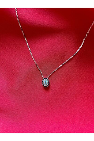 Gigi Zirkon Şık Oval Nazar Boncuklu Kolye