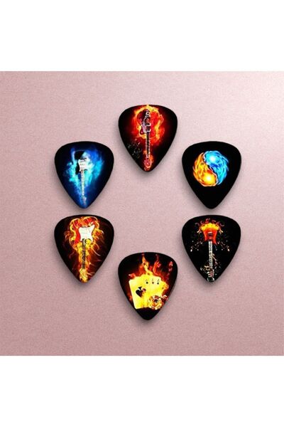 cantekin Gitar Pena 6 Adet Gitar Tasarım Baskılı Gitar Penası