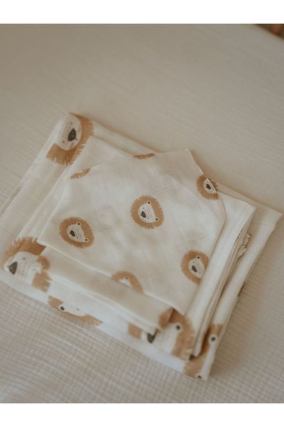 İpeksi Organic 3 Piece Lion Muslin Set
