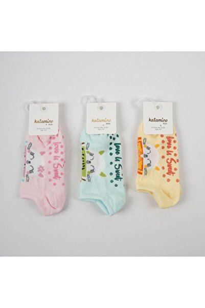 Katamino Melon Girl's 3-Piece Abs Booties Socks (Anti-Slip Bottom)