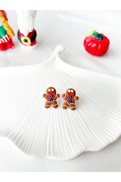 TREND Man Christmas New Year Cookie - Minimal Ginger Earrings