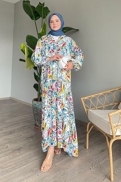 InStyle Φόρεμα βισκόζης με μοτίβο σάλι χρώματος μέντας