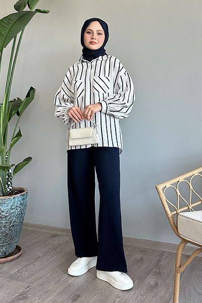 InStyle Cămașă lejeră cu dungi albe