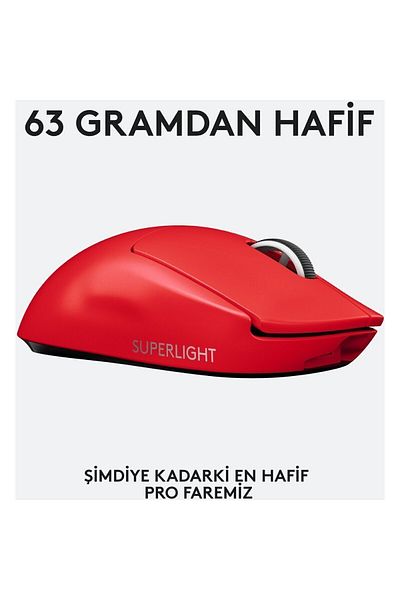 logitech ماوس G Pro X Superlight خفيف الوزن للغاية لاسلكي 25.600 نقطة في البوصة 400 IPS - أحمر