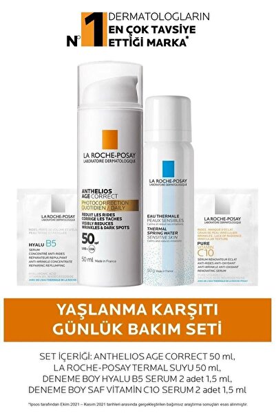 La Roche Posay Anthelios Age Correct Leke & Kırışıklık Karşıtı Bakım Kremi ile Yaşlanma Karşıtı Günlük Bakım Seti