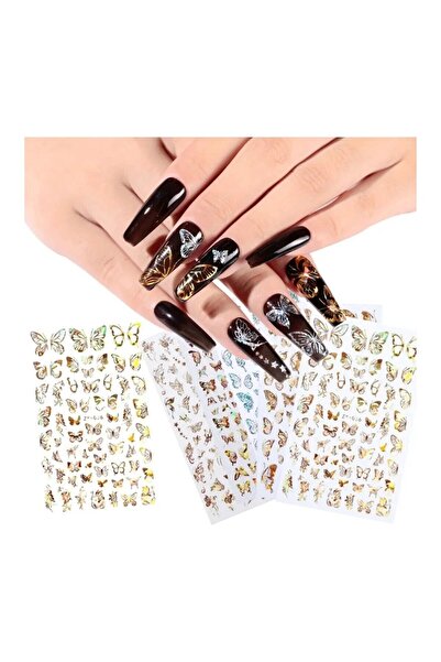 monalisatoka Kadın 3d Gold Kelebek Tırnak Sticker 50 Adet
